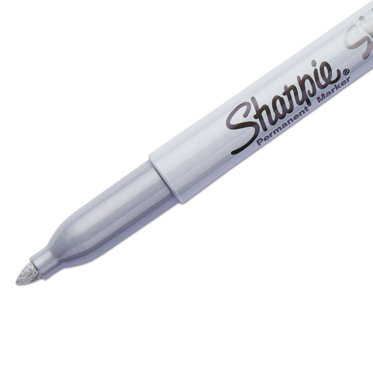 Sharpie® Metallic Fine Point Permanent Markers, Fine Bullet Tip, Metallic Silver, 4/Pack (SAN39109PP) Pack of 4