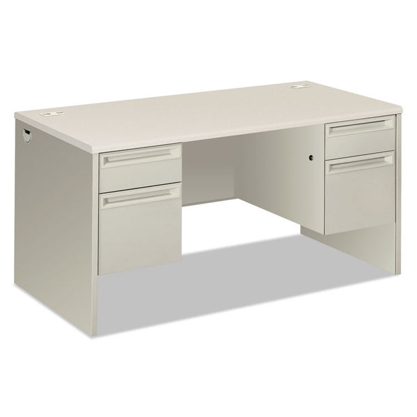 HON® 38000 Series Double Pedestal Desk, 60" x 30" x 30", Light Gray/Silver (HON38155B9Q)