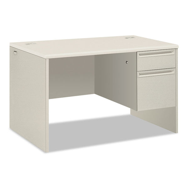 HON® 38000 Series Right Pedestal Desk, 48" x 30" x 30", Light Gray/Silver (HON38251B9Q)