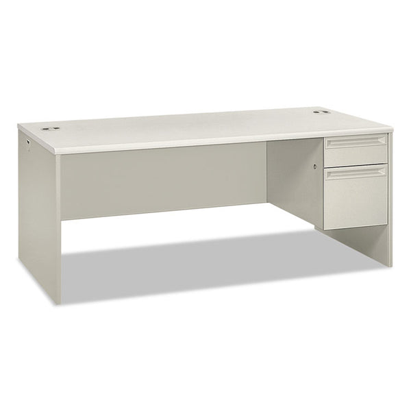 HON® 38000 Series Right Pedestal Desk, 72" x 36" x 30", Light Gray/Silver (HON38293RB9Q)