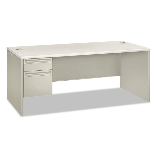 HON® 38000 Series Left Pedestal Desk, 72" x 36" x 30", Light Gray/Silver (HON38294LB9Q)