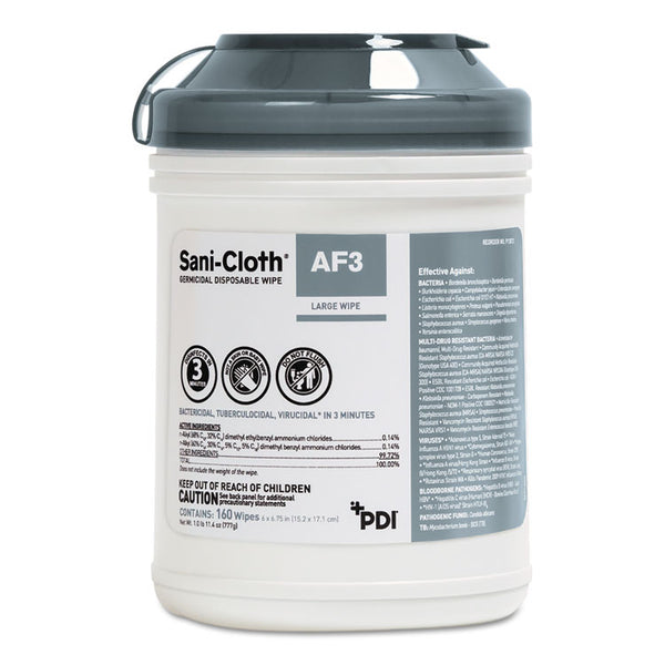 Sani Professional® Sani-Cloth AF3 Germicidal Disposable Wipes, 6 x 6.75, White, 160 Wipes/Canister, 12 Canisters/Carton (NICP13872)