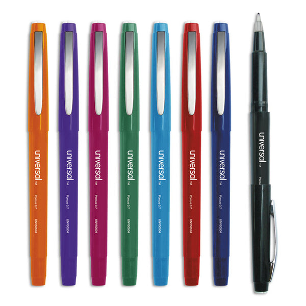 Universal™ Porous Point Pen, Stick, Medium 0.7 mm, Assorted Ink and Barrel Colors, 8/Pack (UNV50504)