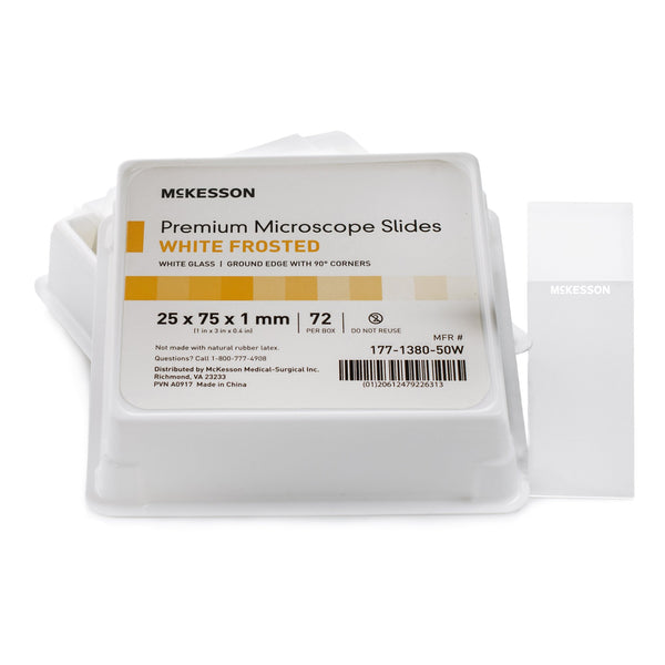 McKesson Microscope Slide 25 X 75 X 1 mm White Frosted End (1082077_BX) 72/BX