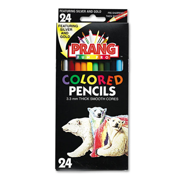 Prang® Colored Pencil Sets, 3.3 mm, 2B, Assorted Lead and Barrel Colors, 24/Pack (DIX22240) Set of 24