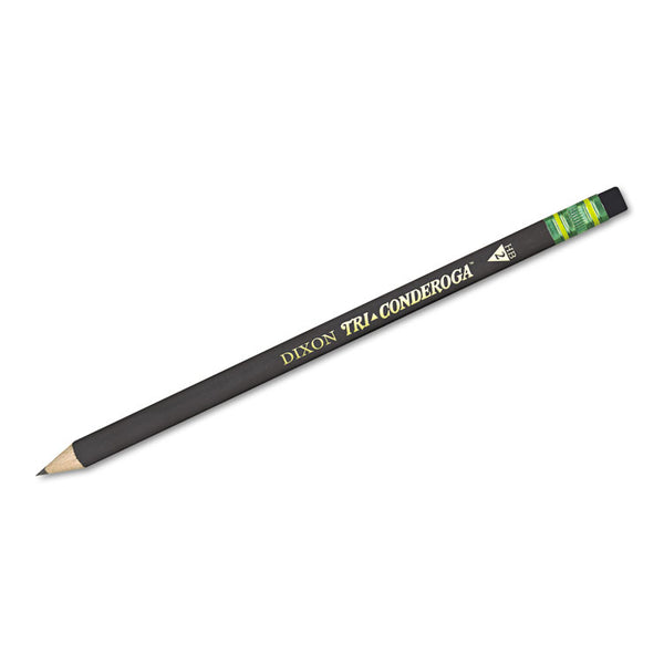 Dixon® Tri-Conderoga Pencil with Microban Protection, HB (#2), Black Lead, Black Barrel, Dozen (DIX22500)