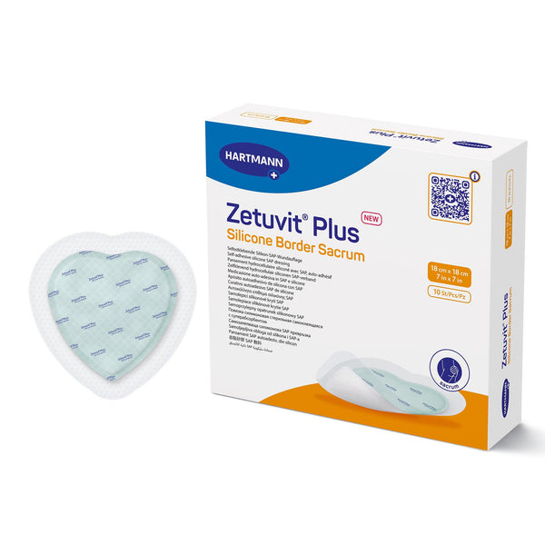 Zetuvit® Plus Silicone Border Super Absorbent Dressing Silicone Adhesive 7 X 7 Inch Sacral (1235830_BX) 10/BX