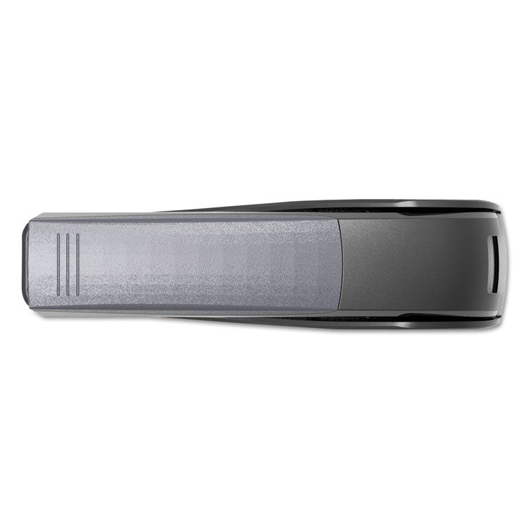 Universal® Deluxe Power Assist Flat-Clinch Full Strip Stapler, 25-Sheet Capacity, Black/Gray (UNV43040) Each