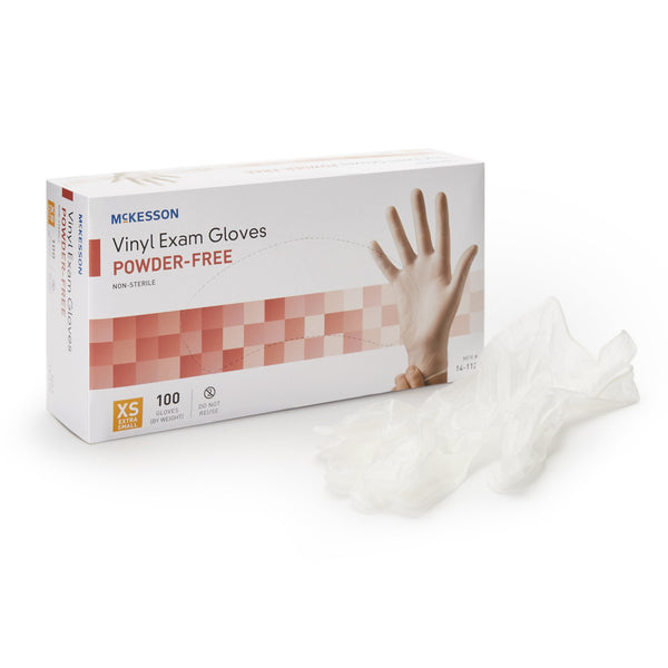 McKesson Exam Glove X-Small NonSterile Vinyl Standard Cuff Length Smooth Clear Not Rated (712735_CS) 10/CS