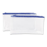 Universal® Zippered Wallets/Cases, Transparent Plastic, 11 x 6, Clear/Blue, 2/Pack (UNV69025) Pack of 2