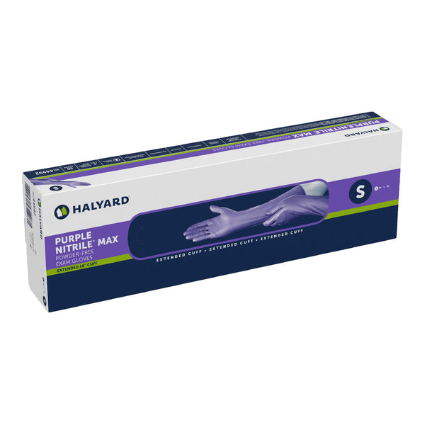 Purple Nitrile Max™ Exam Glove Small NonSterile Nitrile Extended Cuff Length Fully Textured Purple Not Rated (1051222_BX) 50/BX