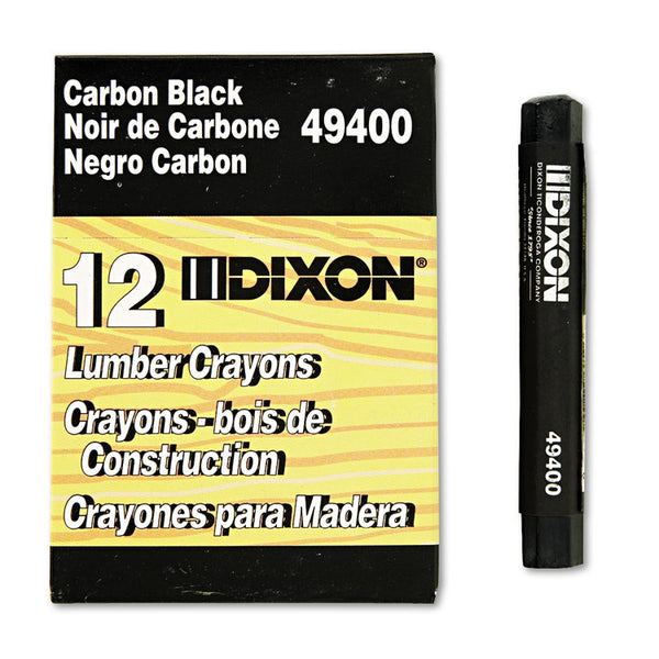 Dixon® Lumber Crayons, 4.5 x 0.5, Carbon Black, Dozen (DIX49400)