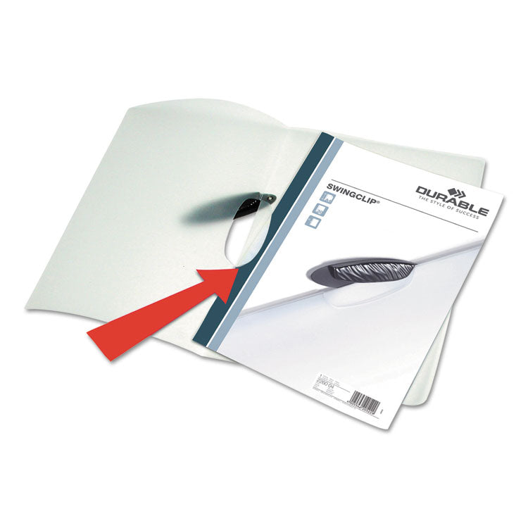Durable® Swingclip Clear Report Cover, Swing Clip, 8.5 x 11, Black Clip, 25/Box (DBL226301)
