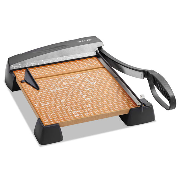 X-ACTO® Heavy-Duty Wood Base Guillotine Trimmer, 12 Sheets, 12" Cut Length, 12 x 12 (EPI26312LMR) Each
