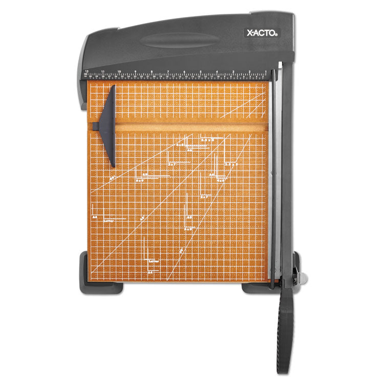 X-ACTO® Heavy-Duty Wood Base Guillotine Trimmer, 12 Sheets, 12" Cut Length, 12 x 12 (EPI26312LMR) Each