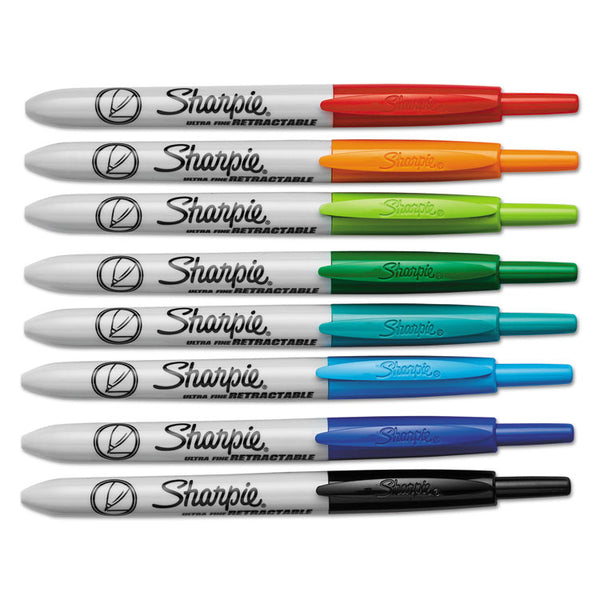 Sharpie® Retractable Permanent Marker, Extra-Fine Needle Tip, Assorted Colors, 8/Set (SAN1742025) Set of 8