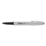 Sharpie® Stainless Steel Porous Point Pen, Stick, Fine 0.5 mm, Black Ink, Brushed Silver Barrel (SAN1800702) Each