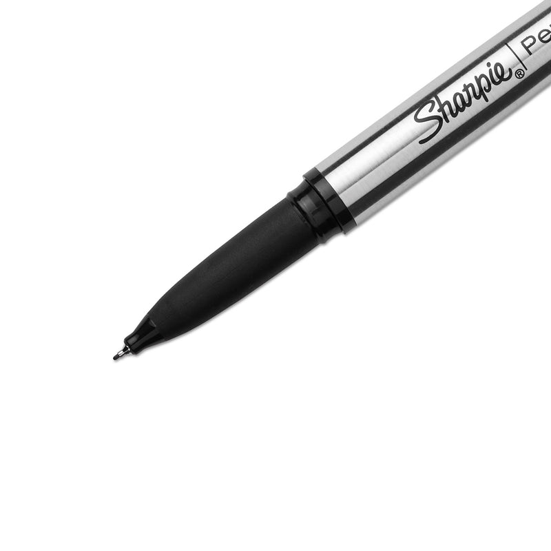 Sharpie® Stainless Steel Porous Point Pen, Stick, Fine 0.5 mm, Black Ink, Brushed Silver Barrel (SAN1800702) Each