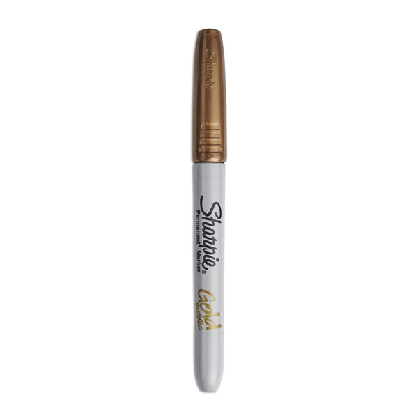 Sharpie® Metallic Fine Point Permanent Markers, Fine Bullet Tip, Gold, Dozen (SAN1823887) 1 Dozen