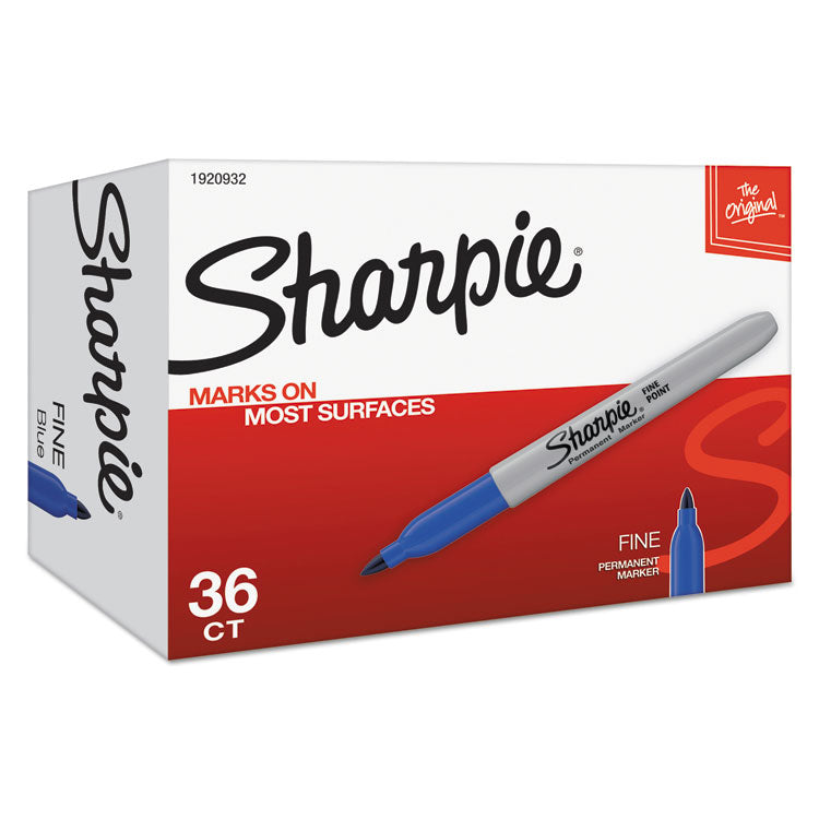 Sharpie® Fine Tip Permanent Marker Value Pack, Fine Bullet Tip, Blue, 36/Pack (SAN1920932) Box of 36