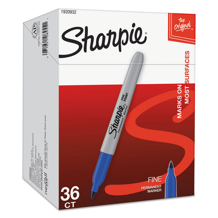 Sharpie® Fine Tip Permanent Marker Value Pack, Fine Bullet Tip, Blue, 36/Pack (SAN1920932) Box of 36