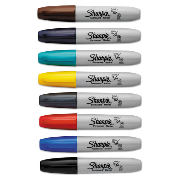 Sharpie® Chisel Tip Permanent Marker, Medium Chisel Tip, Assorted Fashion Colors, 8/Pack (SAN1927322)