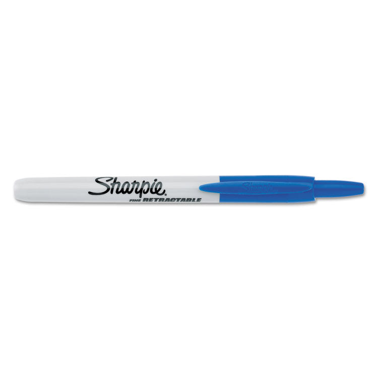 Retractable Permanent Marker, Fine Bullet Tip, Blue, Dozen (SAN32703)