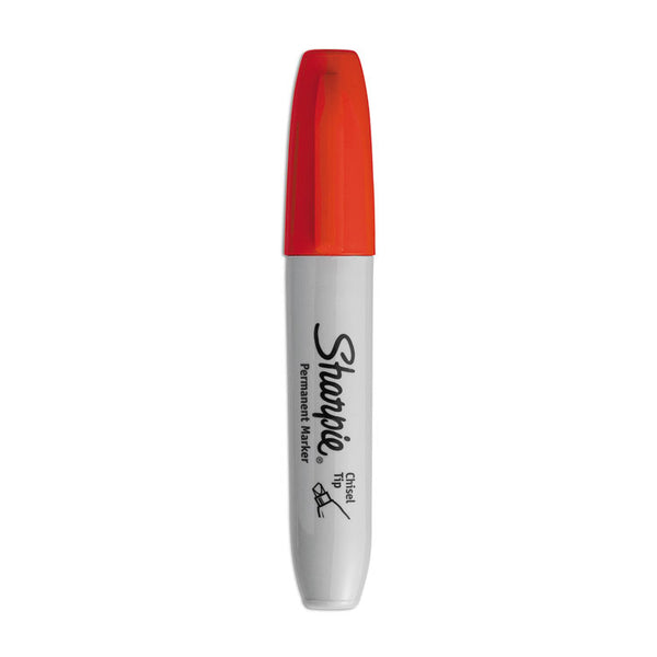 Sharpie® Chisel Tip Permanent Marker, Medium Chisel Tip, Red, Dozen (SAN38202)