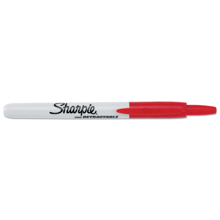 Retractable Permanent Marker, Fine Bullet Tip, Red, Dozen (SAN32702)