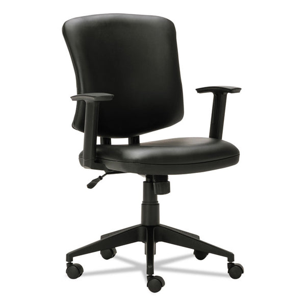 Alera® Alera Everyday Task Office Chair, Bonded Leather Seat/Back, Supports Up to 275 lb, 17.6" to 21.5" Seat Height, Black (ALETE4819)