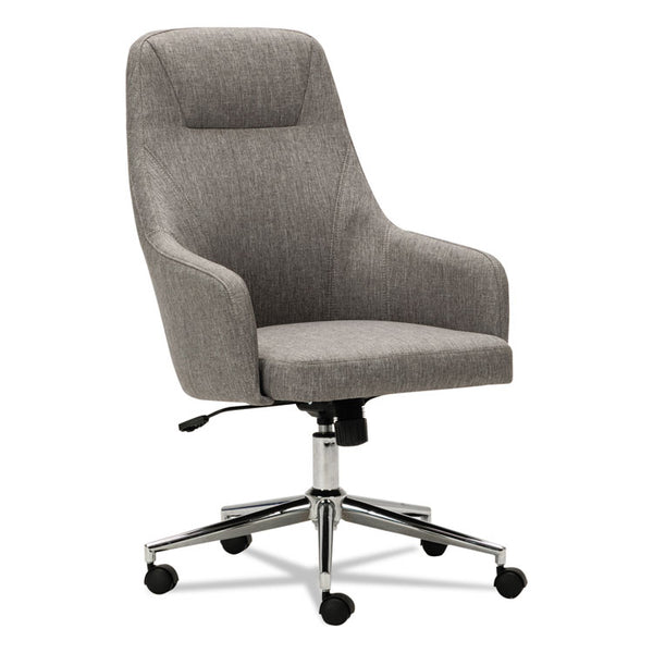 Alera® Alera Captain Series High-Back Chair, Supports Up to 275 lb, 17.1" to 20.1" Seat Height, Gray Tweed Seat/Back, Chrome Base (ALECS4151)