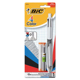 BIC® 4-Color 3 + 1 Multi-Color Ballpoint Pen/Pencil, Retractable, 1 mm Pen/0.7 mm Pencil, Black/Blue/Red Ink, Gray/White Barrel (BICMMLP1AST)