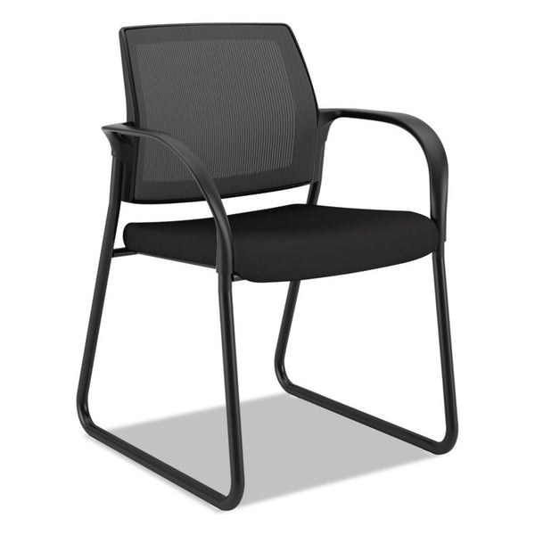 HON Ignition Series Mesh Back Guest Chair with Sled Base, 25" x 22" x 34", Black Seat, Black Back, Black Base (HONIB108IMCU10)