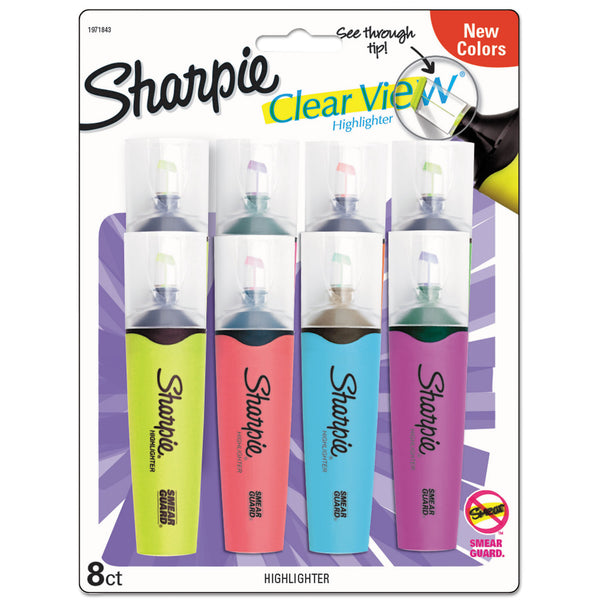 Sharpie® Clearview Tank-Style Highlighter, Assorted Ink Colors, Chisel Tip, Assorted Barrel Colors, 8/Set (SAN1971843) Pack of 8