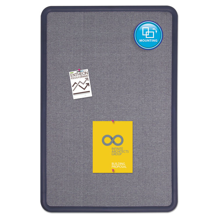 Quartet® Contour Fabric Bulletin Board, 48 x 36, Light Blue Surface, Navy Blue Plastic Frame (QRT7694BE) Each
