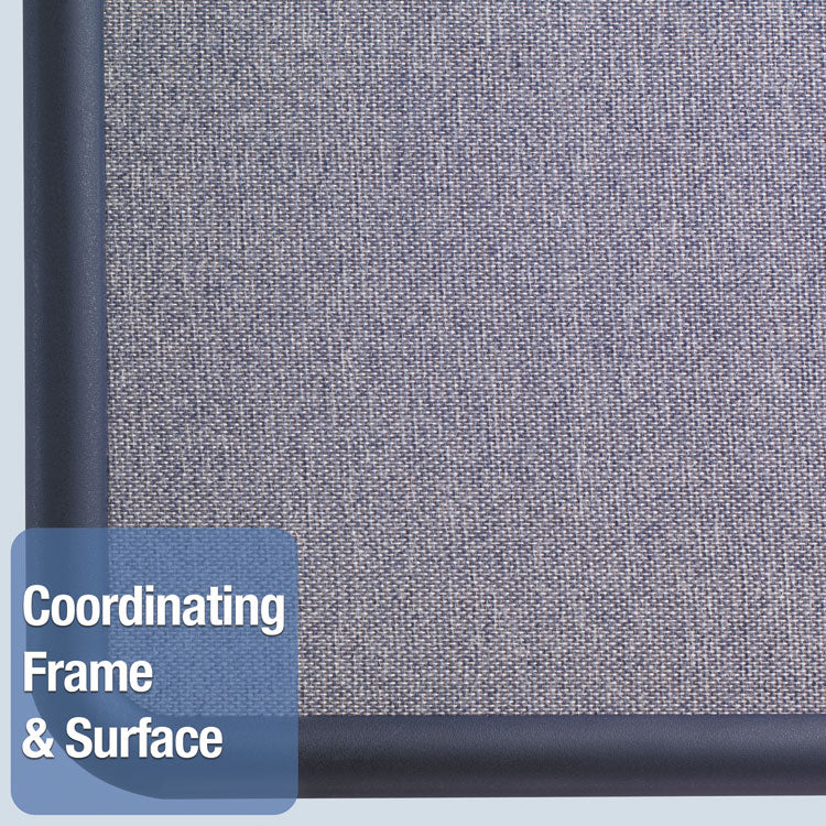 Quartet® Contour Fabric Bulletin Board, 36 x 24, Light Blue Surface, Navy Blue Plastic Frame (QRT7693BE)