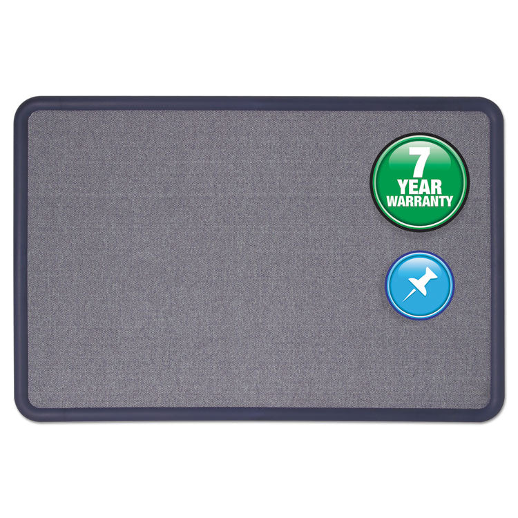 Quartet® Contour Fabric Bulletin Board, 48 x 36, Light Blue Surface, Navy Blue Plastic Frame (QRT7694BE) Each