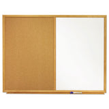 Quartet® Bulletin/Dry-Erase Board, Melamine/Cork, 48 x 36, Brown/White Surface, Oak Finish Frame (QRTS554) Each