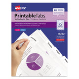 Avery® Printable Plastic Tabs with Repositionable Adhesive, 1/5-Cut, White, 1.75" Wide, 80/Pack (AVE16282)