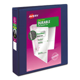 Avery® Durable View Binder with DuraHinge and Slant Rings, 3 Rings, 1.5" Capacity, 11 x 8.5, Blue (AVE17024) Each