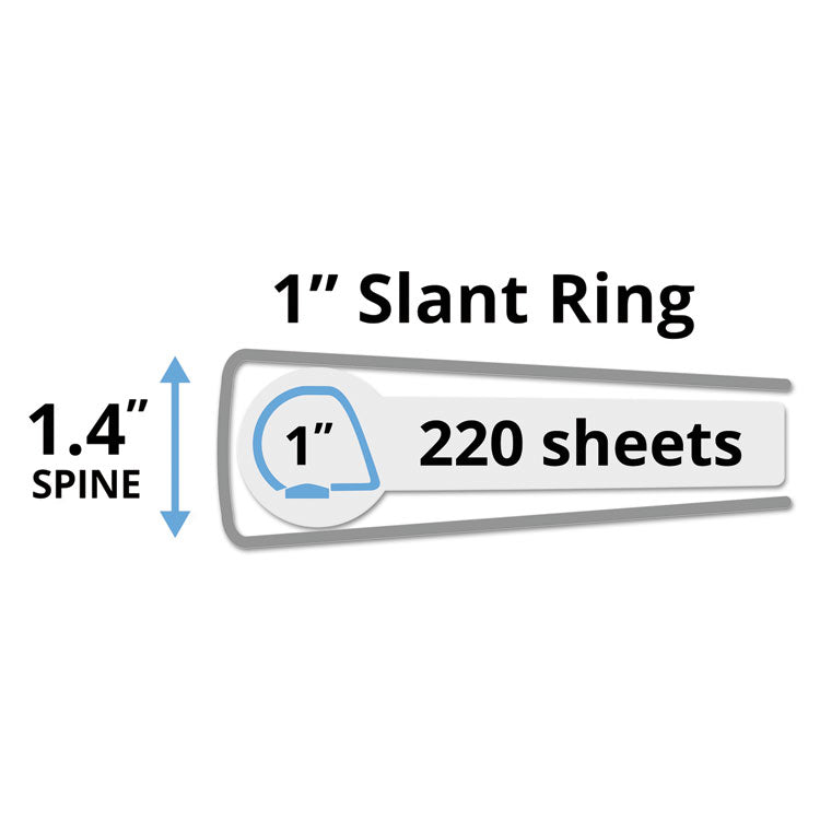 Avery® Durable View Binder with DuraHinge and Slant Rings, 3 Rings, 1" Capacity, 11 x 8.5, Coral (AVE17293) Each