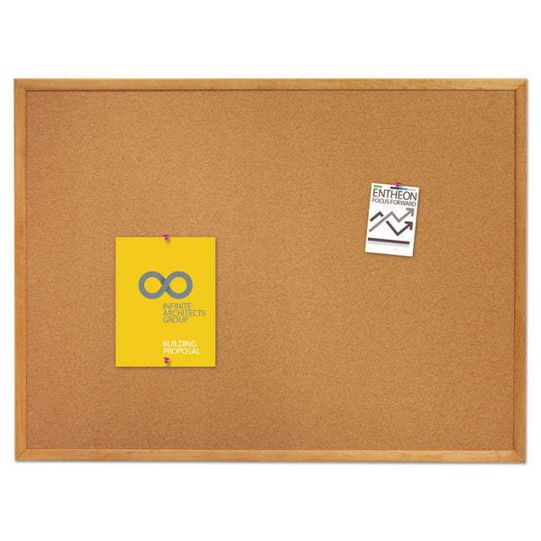 Quartet® Classic Series Cork Bulletin Board, 36 x 24, Tan Surface, Oak Fiberboard Frame (QRT303)