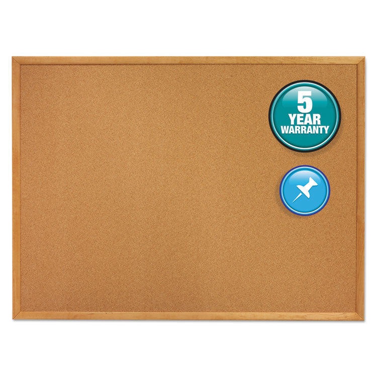 Quartet® Classic Series Cork Bulletin Board, 36 x 24, Tan Surface, Oak Fiberboard Frame (QRT303) Each