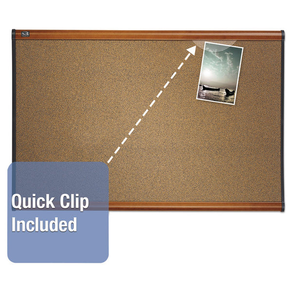 Quartet® Prestige Colored Cork Bulletin Board, 36 x 24, Brown Surface, Light Cherry Fiberboard/Plastic Frame (QRTB243LC)