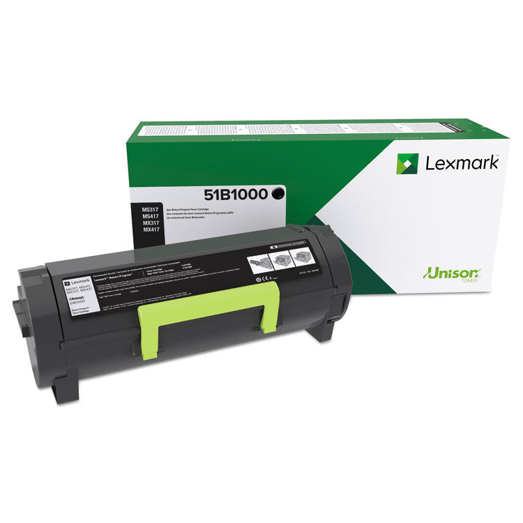 Lexmark™ 51B1000 Unison Toner, 2,500 Page-Yield, Black (LEX51B1000)