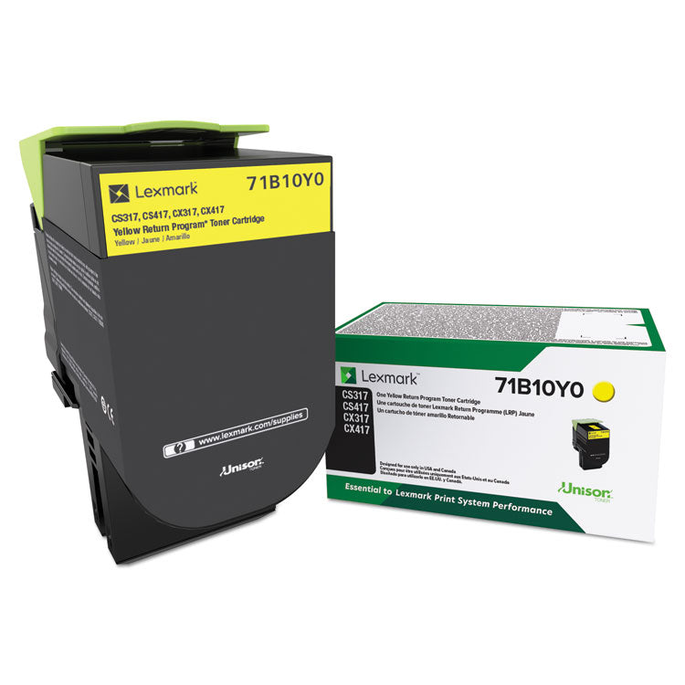 Lexmark™ 71B10Y0 Unison Toner, 2,300 Page-Yield, Yellow (LEX71B10Y0) Each