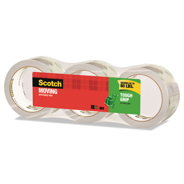 Scotch® Tough Grip Moving Packaging Tape, 3" Core, 1.88" x 38.2 yds, Clear, 3/Pack (MMM35003ESF)