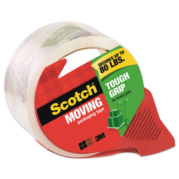 Scotch® Tough Grip Moving Packaging Tape with Dispenser, 3" Core, 1.88" x 54.6 yds, Clear (MMM3500RD)