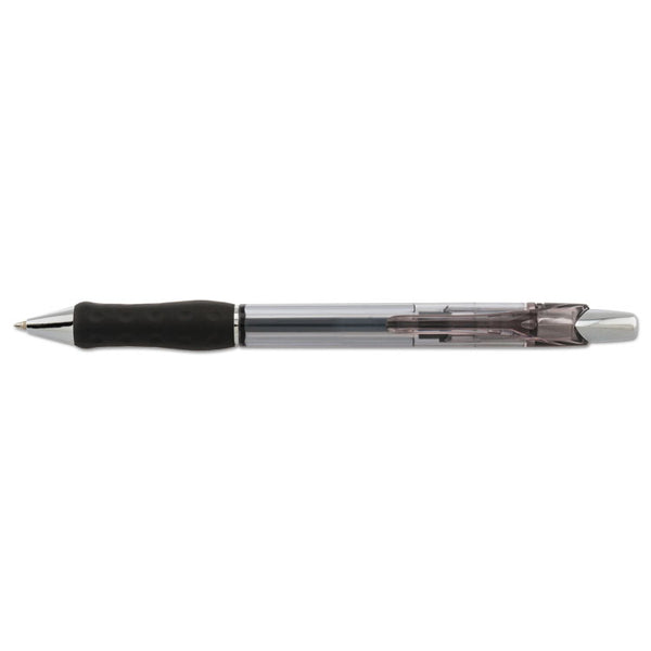 Pentel® R.S.V.P. Super RT Ballpoint Pen, Retractable, Medium 0.7 mm, Black Ink, Clear/Black Barrel, Dozen (PENBX477A)