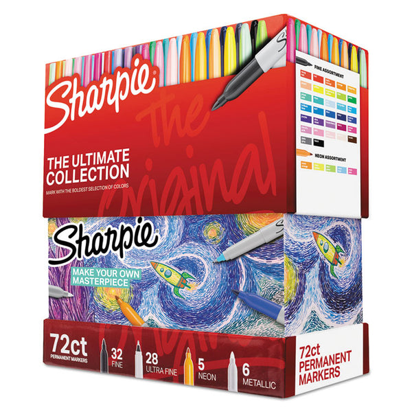 Sharpie® Permanent Markers Ultimate Collection Value Pack, Assorted Bullet Tips, Assorted Colors, 72/Set (SAN1983254) Pack of 72